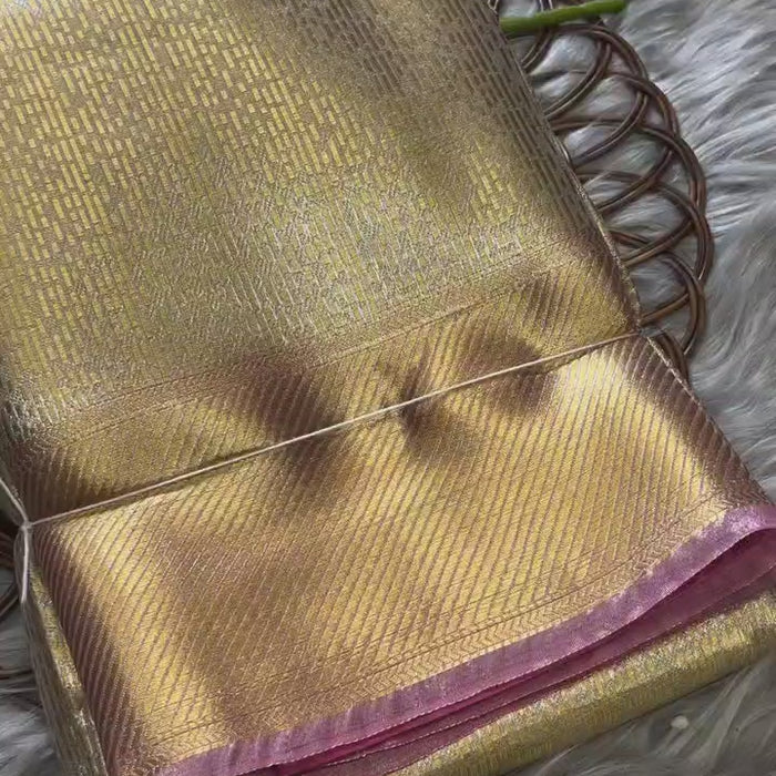 Golden Glow Banarsi Handloom Golden Tissue Zari Silk Saree