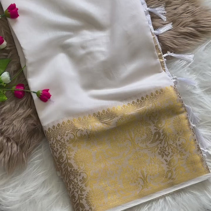 Assam cotton silk saree With Broad Golden Border