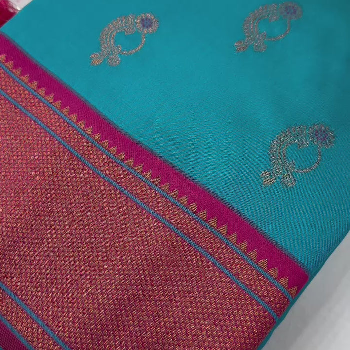 Soft Paithani Silk Saree with Zari Weaving Nath Design