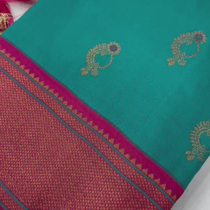 Soft Paithani Silk Saree with Zari Weaving Nath Design