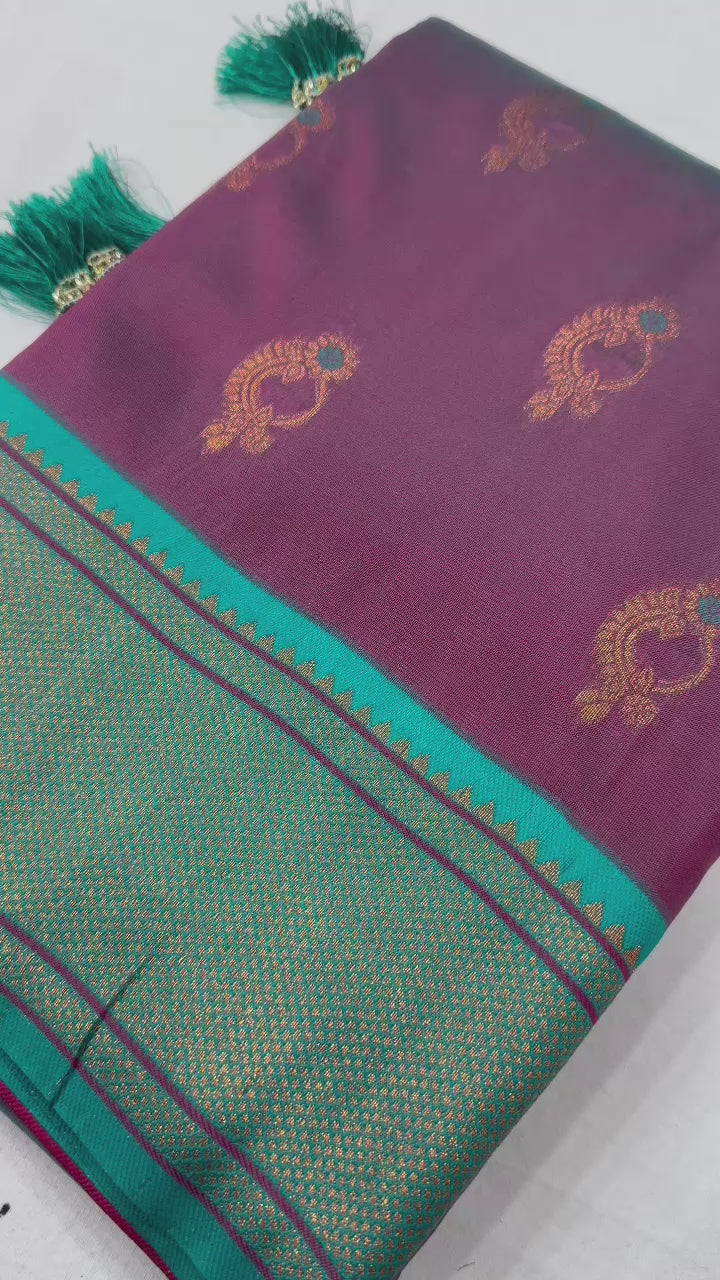 Soft Paithani Silk Saree with Zari Weaving Nath Design