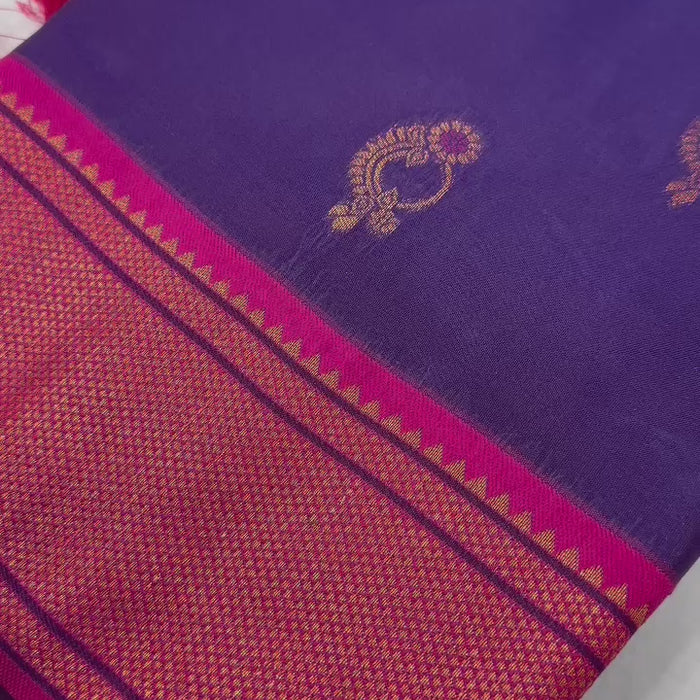 Soft Paithani Silk Saree with Zari Weaving Nath Design