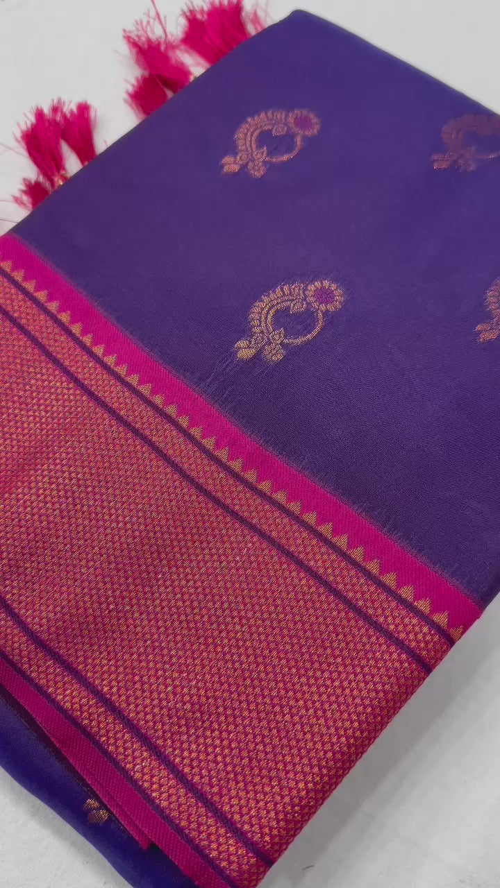 Soft Paithani Silk Saree with Zari Weaving Nath Design
