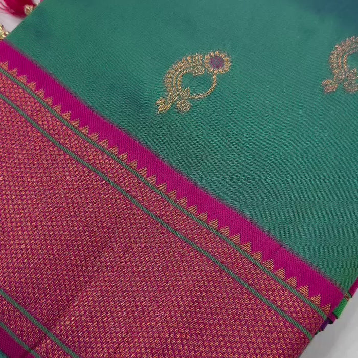 Soft Paithani Silk Saree with Zari Weaving Nath Design