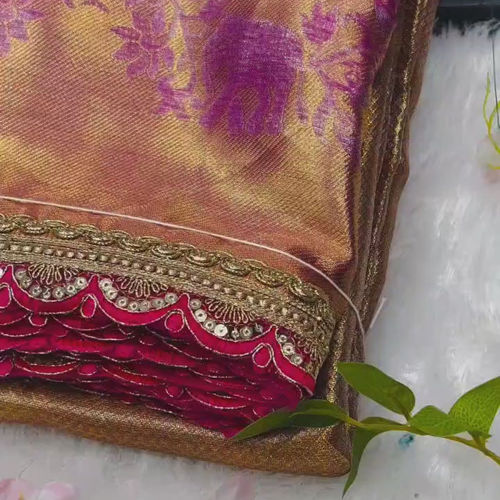Harvest Gold Traditional Banarsi Handloom Tissue Silk Saree