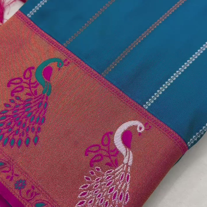 Soft Paithani Silk saree with Zari Meenakari design