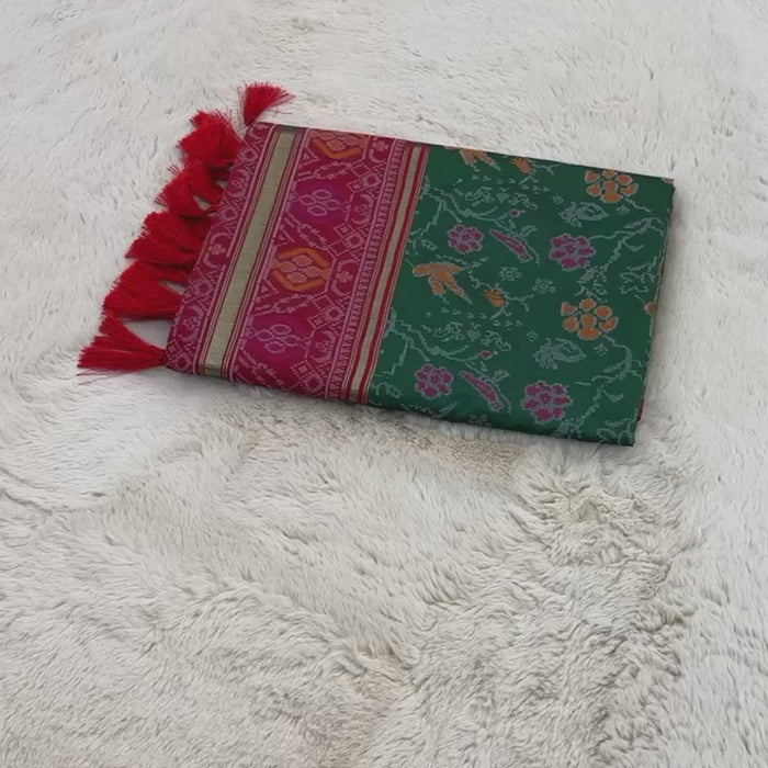 Dark Green Banarasi Patola Soft Silk Saree