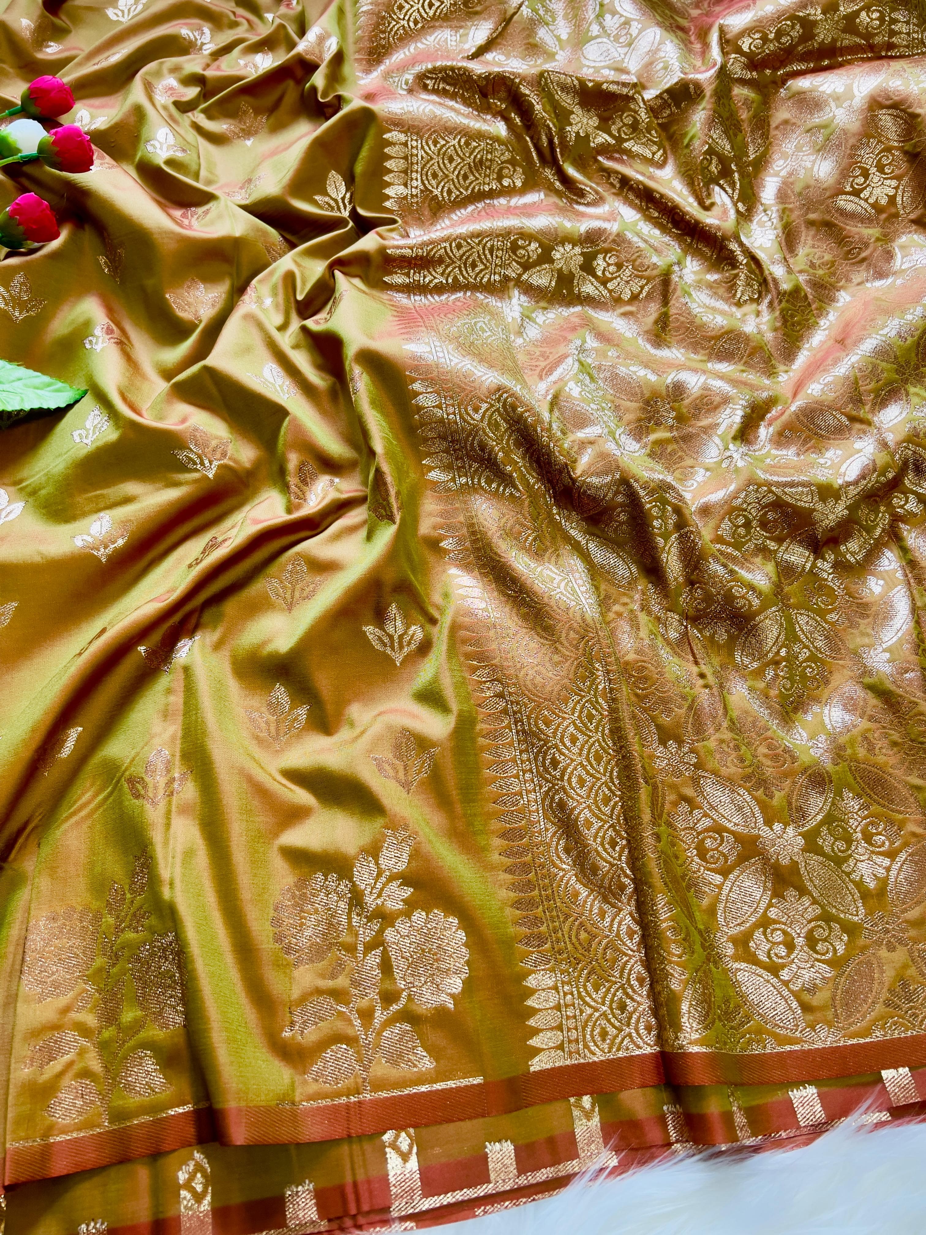 Sand Brown Soft Banarsi Katan Silk Saree